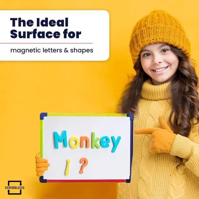 Alt view image 7 of 7 - Scribbledo 9 x 12 Magnetic Dry Erase Board with 4 Markers, Double Sided Hardboard with a Crisp Reusable Writing Surface for Color Coded Practice at Home or School