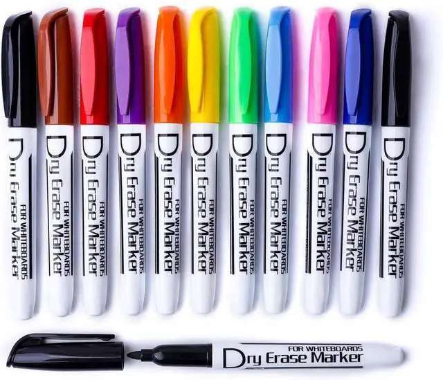 Main image of Volcanics Dry Erase Markers, Fine Tip, Low Odor, 10 Colors, 12 Pack