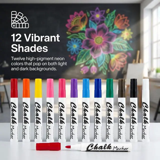 Alt view image 3 of 7 - Volcanics Liquid Chalk Markers, Ready to Use, 12 Colors, 12 Pack