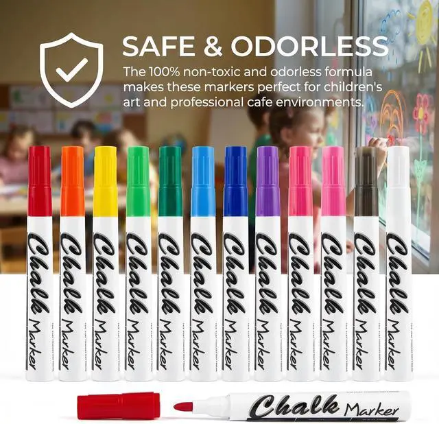 Alt view image 4 of 7 - Volcanics Liquid Chalk Markers, Ready to Use, 12 Colors, 12 Pack
