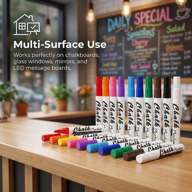 Alt view image 5 of 7 - Volcanics Liquid Chalk Markers, Ready to Use, 12 Colors, 12 Pack