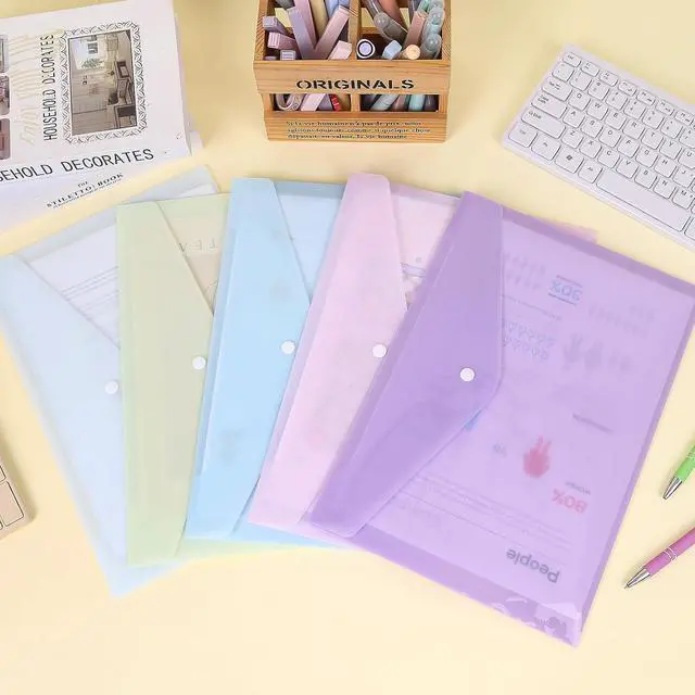 Alt view image 6 of 7 - EOOUT 5pcs Plastic Envelopes Folders, Plastic Poly Folders for Documents, File Folders with Snap Closure, A4 Size, Letter Size, for School and Office Supplies