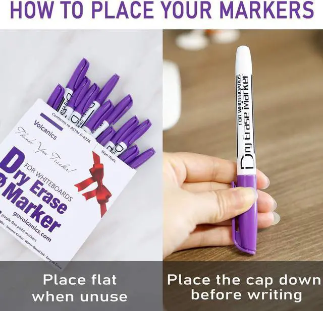 Alt view image 6 of 6 - Volcanics Purple Dry Erase Whiteboard Markers, Fine Tip, 12 Count