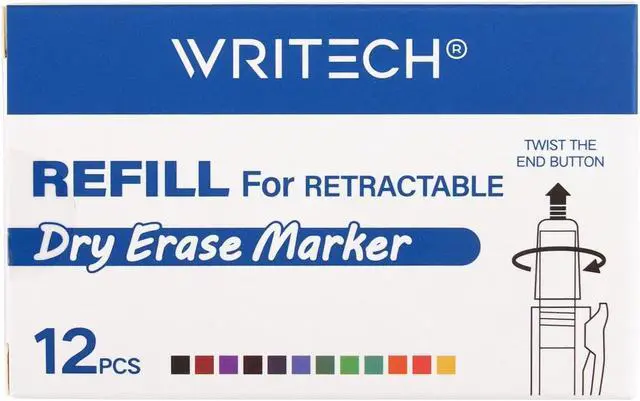Alt view image 2 of 6 - WRITECH Dry Erase Marker Refills, Low Odor Assorted Colors Ink 12ct