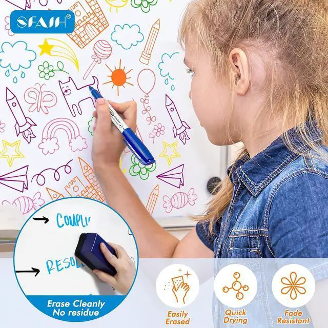 Alt view image 4 of 7 - SFAIH Fine Tip Dry Erase Markers, 12 Colors, 12 Pack, 1-2mm Line, Low Odor