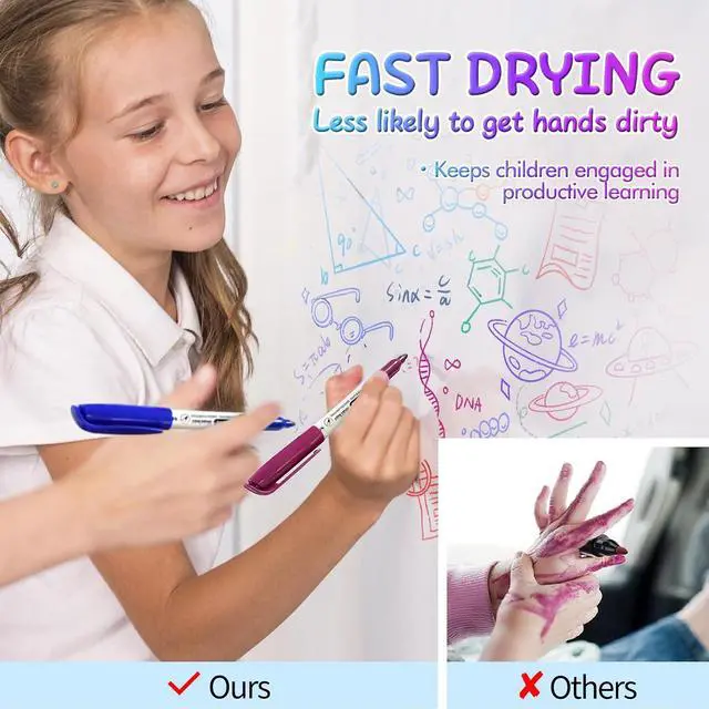 Alt view image 6 of 7 - SFAIH Fine Tip Dry Erase Markers, 12 Colors, 12 Pack, 1-2mm Line, Low Odor