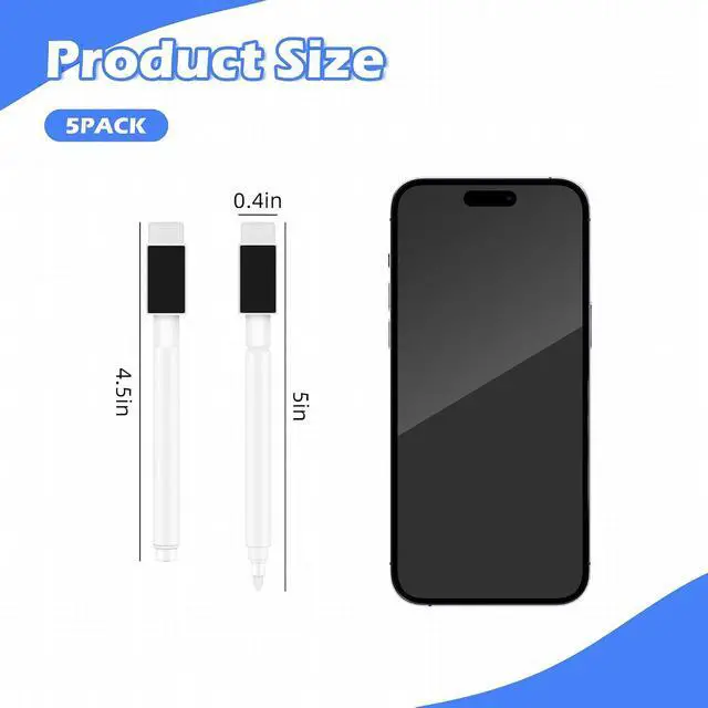 Alt view image 2 of 7 - 5 Pcs White Dry Erase Markers Magnetic Dry Erase Marker with Eraser Cap Mini Dry Erase Markers for Blackboard (5)