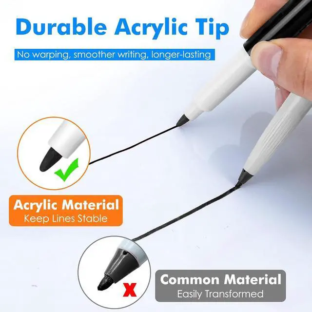 Alt view image 2 of 7 - maxtek Magnetic Black Dry Erase Markers with Eraser, Ultra Fine, 6 Count
