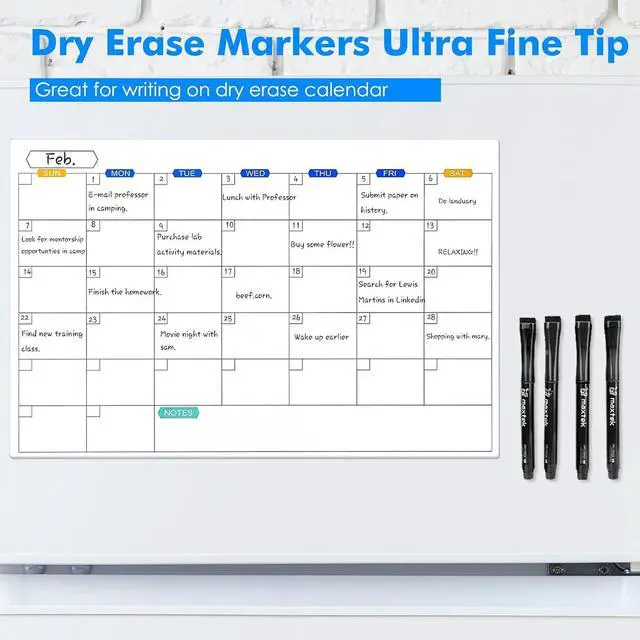 Alt view image 7 of 7 - maxtek Magnetic Black Dry Erase Markers with Eraser, Ultra Fine, 6 Count