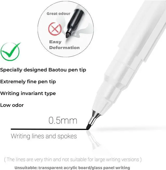 Alt view image 2 of 7 - 0.5mm Ultra Fine Point Dry Erase Markers,Dry Erase Markers Fine Tip,10 Colors Whiteboard Markers with Magnetic Eraser,Small Font Writing for Calendar Notebook Note Padg (Multicolor)
