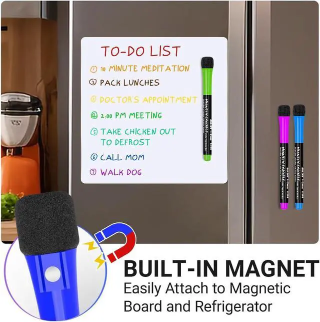 Alt view image 5 of 7 - Magnetic Dry Erase Markers Fine Point Tip, 12 Count Colorful White Board Markers Dry Erase Marker with Eraser Cap, Low Odor Thin Marking for Teachers, Calendar Boards, Office, School Supplies