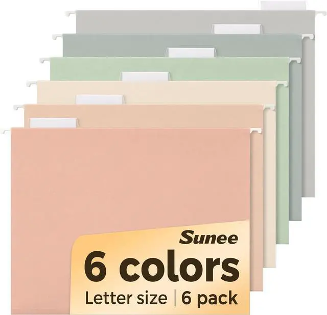 Main image of SUNEE Hanging File Folders, 6 Pack Letter Size Hanging File Folders with 1/5-Cut Tabs, Ideal for Home and Office Organization and Papers Classification,Morandi Colors