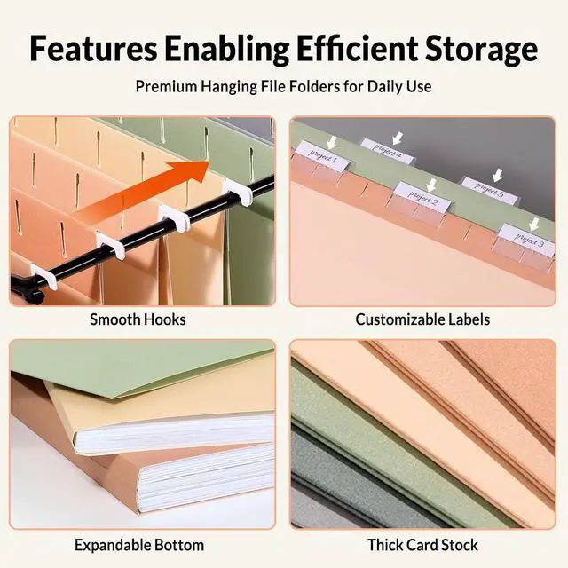 Alt view image 3 of 7 - SUNEE Hanging File Folders, 6 Pack Letter Size Hanging File Folders with 1/5-Cut Tabs, Ideal for Home and Office Organization and Papers Classification,Morandi Colors