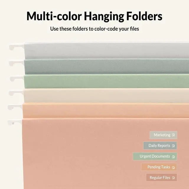 Alt view image 4 of 7 - SUNEE Hanging File Folders, 6 Pack Letter Size Hanging File Folders with 1/5-Cut Tabs, Ideal for Home and Office Organization and Papers Classification,Morandi Colors