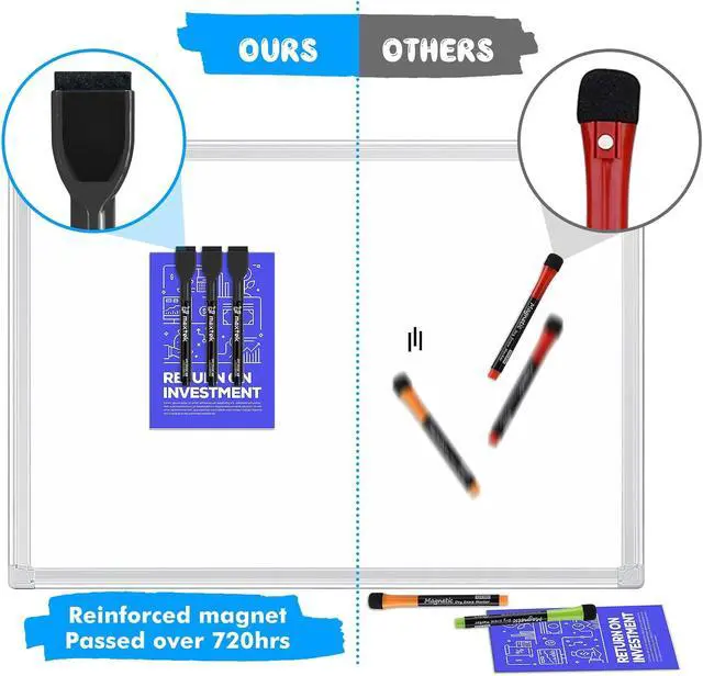 Alt view image 5 of 7 - maxtek Magnetic Black Dry Erase Markers, 6 Count Fine Tip Whiteboard Markers with Eraser, Thin Markers Low Odor for Classroom, Office, Home