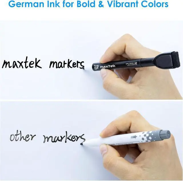Alt view image 6 of 7 - maxtek Magnetic Black Dry Erase Markers, 6 Count Fine Tip Whiteboard Markers with Eraser, Thin Markers Low Odor for Classroom, Office, Home