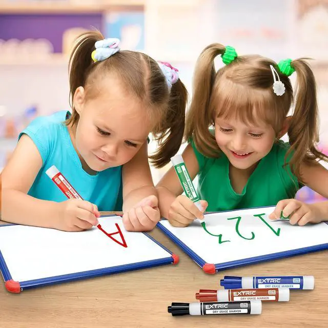 Alt view image 2 of 6 - EXTRIC Dry Erase Markers with Eraser 12 PK Whiteboard Set Fine, Chisel