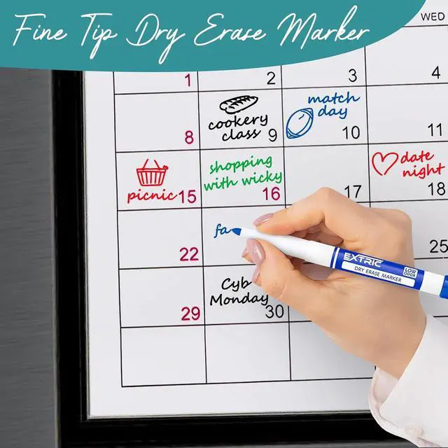 Alt view image 5 of 6 - EXTRIC Dry Erase Markers with Eraser 12 PK Whiteboard Set Fine, Chisel