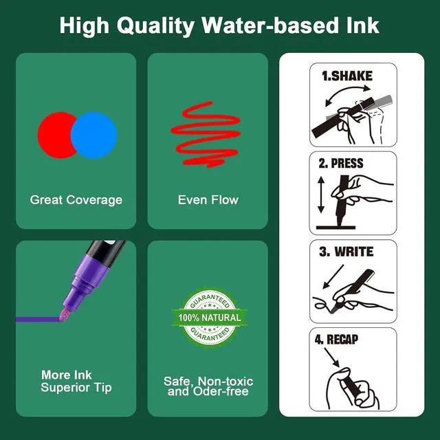 Alt view image 7 of 7 - SILENART Liquid Chalk Markers - 8 Vibrant Colors - Chalkboard Markers for Blackboard Glass Window Car Dry Erase Board Acrylic Calendar Board Whiteboard- Wet Erase