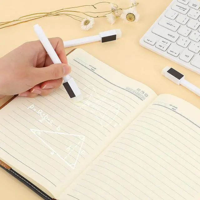 Alt view image 2 of 7 - Mozeat Lens 12 Pcs Dry Erase Marker Magnetic White Fine Tip Magnetic Markers Whiteboard Markers with Eraser Marker for White Board Mini Dry erase Markers Dry Erase Pens for Office Home Black