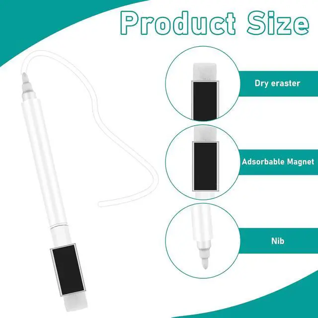 Alt view image 6 of 7 - Mozeat Lens 12 Pcs Dry Erase Marker Magnetic White Fine Tip Magnetic Markers Whiteboard Markers with Eraser Marker for White Board Mini Dry erase Markers Dry Erase Pens for Office Home Black