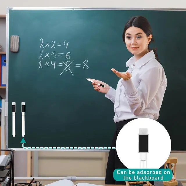Alt view image 7 of 7 - Mozeat Lens 12 Pcs Dry Erase Marker Magnetic White Fine Tip Magnetic Markers Whiteboard Markers with Eraser Marker for White Board Mini Dry erase Markers Dry Erase Pens for Office Home Black