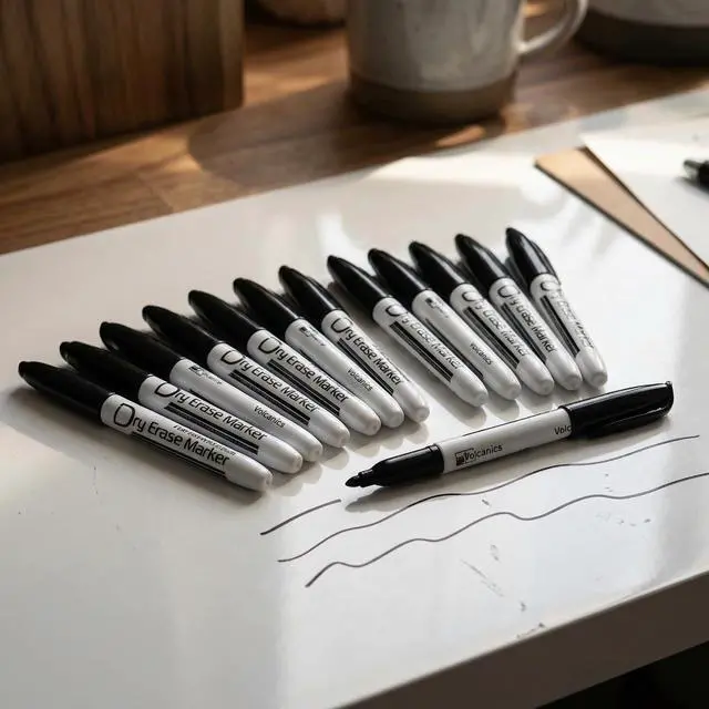Alt view image 6 of 7 - Volcanics Black Dry Erase Markers, Fine Tip Whiteboard Pens, 12 Pack