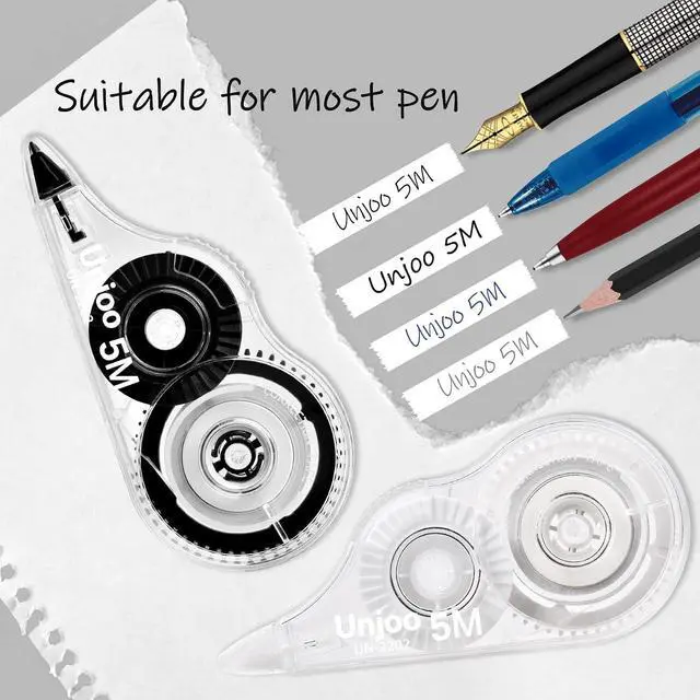 Alt view image 3 of 7 - Unjoo White Correction Tape, For school, Office,12pack, 5M/196"x0.2",Black