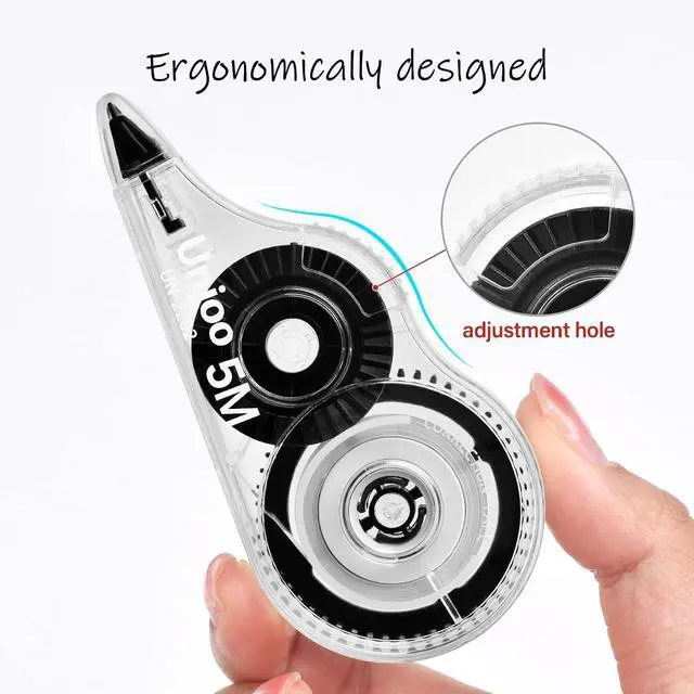 Alt view image 4 of 7 - Unjoo White Correction Tape, For school, Office,12pack, 5M/196"x0.2",Black