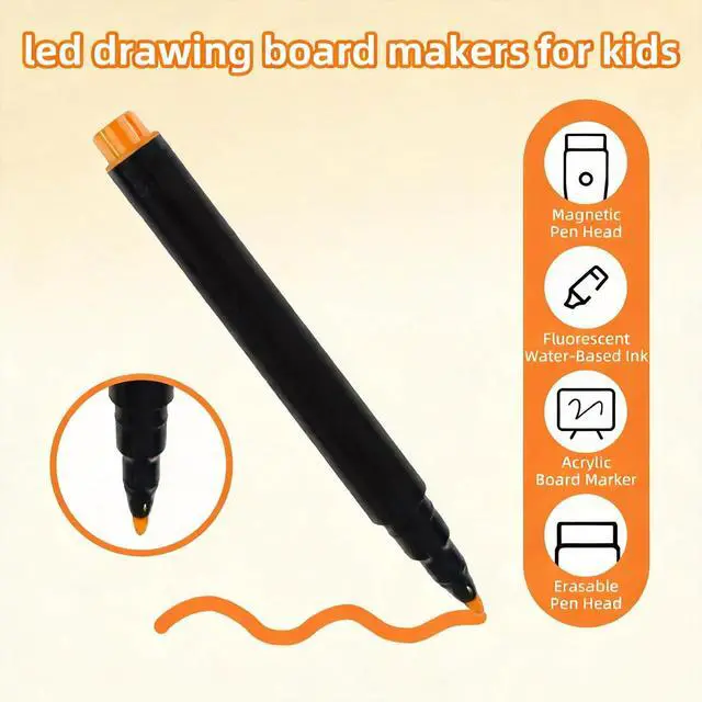 Alt view image 2 of 7 - 9 Color Neon Paint Markers for LED Note Board with Colors, Fluorescent Ink Design, Erasable Markers for LED Writing Boards, Best Gift for Kids