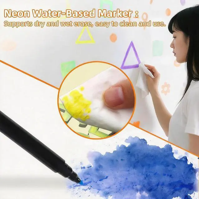Alt view image 5 of 7 - 9 Color Neon Paint Markers for LED Note Board with Colors, Fluorescent Ink Design, Erasable Markers for LED Writing Boards, Best Gift for Kids