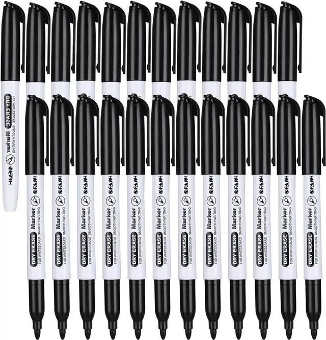 Main image of SFAIH Fine Tip Dry Erase Markers, 24 Pack, Black, Low Odor, Non-Toxic