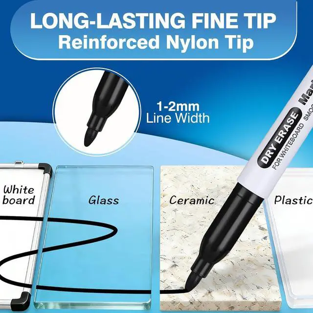 Alt view image 3 of 7 - SFAIH Fine Tip Dry Erase Markers, 24 Pack, Black, Low Odor, Non-Toxic