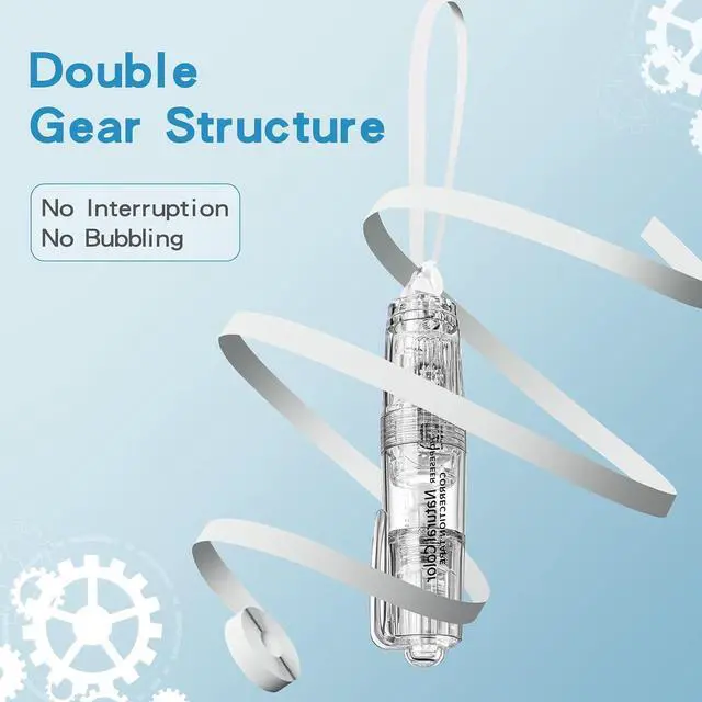 Alt view image 4 of 6 - White Retractable Correction Tapes, 2 Cute Pre-Loaded Correctors with 4 Refills, Pull-Out Pen-Shaped Applicator, Anti-Break Tape for Office Supplies (Transparent, Green)