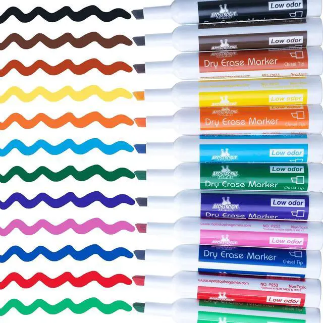 Alt view image 2 of 4 - Chisel Tip Dry Erase Markers - Multicolor Pens, 12 Colors - School Supplies