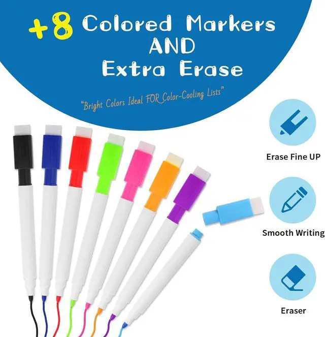 Alt view image 3 of 7 - Small White Dry Erase Board Double SidedSmall Dry Erase Board 14x11 Inch,Mini White Board with 8 Markers for Students Office Kitchen