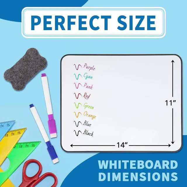 Alt view image 6 of 7 - Small White Dry Erase Board Double SidedSmall Dry Erase Board 14x11 Inch,Mini White Board with 8 Markers for Students Office Kitchen