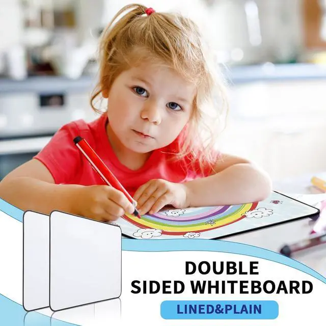 Alt view image 7 of 7 - Small White Dry Erase Board Double SidedSmall Dry Erase Board 14x11 Inch,Mini White Board with 8 Markers for Students Office Kitchen