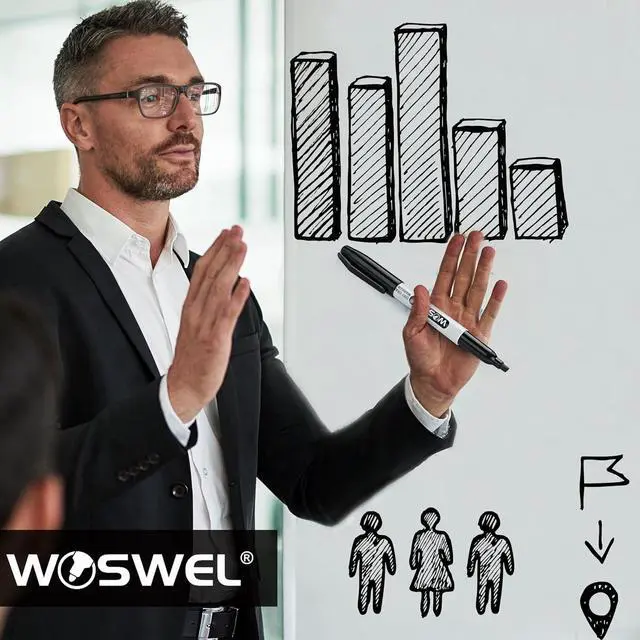 Alt view image 7 of 7 - WOSWEL Dry Erase Markers,24 Pack Black Chisel Tip Whiteboard Markers, Chisel Point Low Odor Dry Erase Marker for School Office and Home