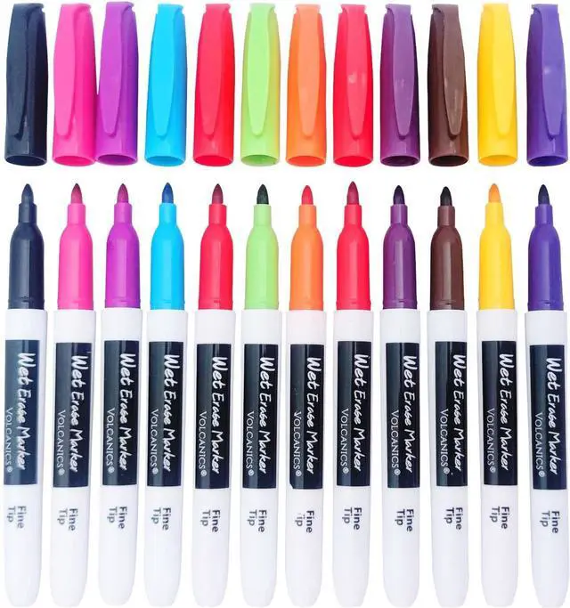 Alt view image 2 of 7 - Volcanics Wet Erase Markers, Fine Tip 1mm, 12 Colors, 12 Pack