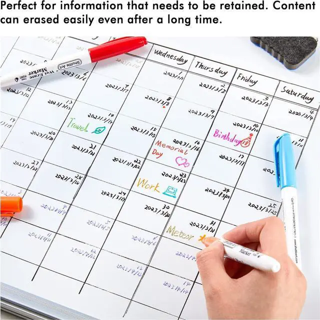 Alt view image 7 of 7 - Shuttle Art Wet Erase Markers, 15 Colors 1mm Fine Tip Smudge-Free Markers, Use on Laminated Calendars,Overhead Projectors,Schedules,Whiteboards,Transparencies,Glass,Wipe with Water