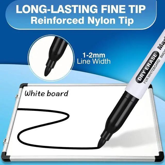 Alt view image 2 of 6 - SFAIH Black Dry Erase Markers Fine Tip, 12 Pack, 1-2mm Line, Low Odor