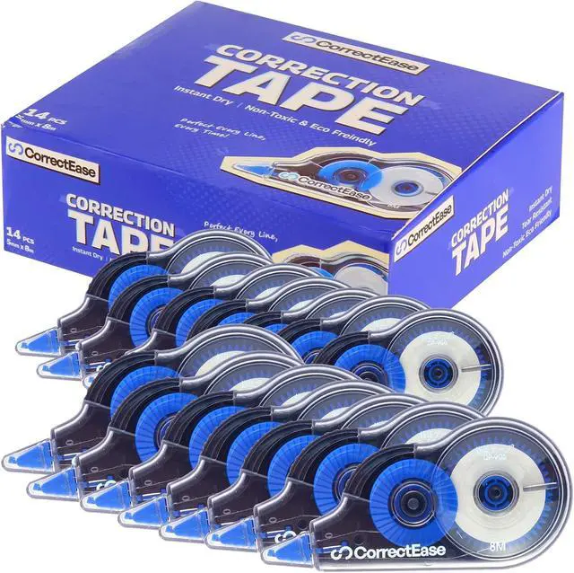 Main image of Correction Tape, Easy To Use, Stable grip, High covering power for Instant Corrections. Correct Wrong Writing At Any Time, For school, Office (14-pack, 8M, 8.5X4 cm Blue)