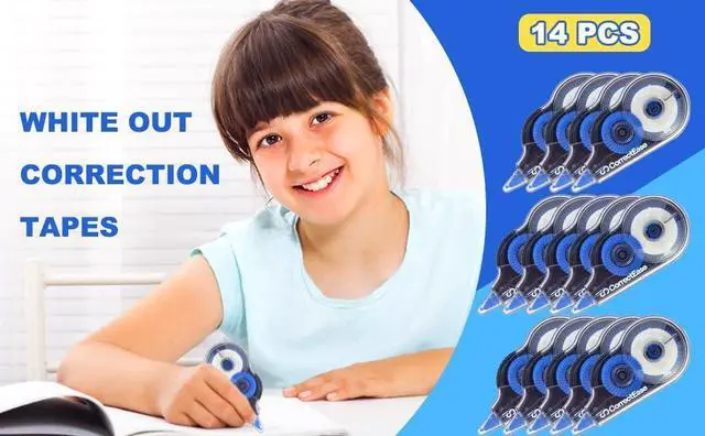 Alt view image 5 of 7 - Correction Tape, Easy To Use, Stable grip, High covering power for Instant Corrections. Correct Wrong Writing At Any Time, For school, Office (14-pack, 8M, 8.5X4 cm Blue)