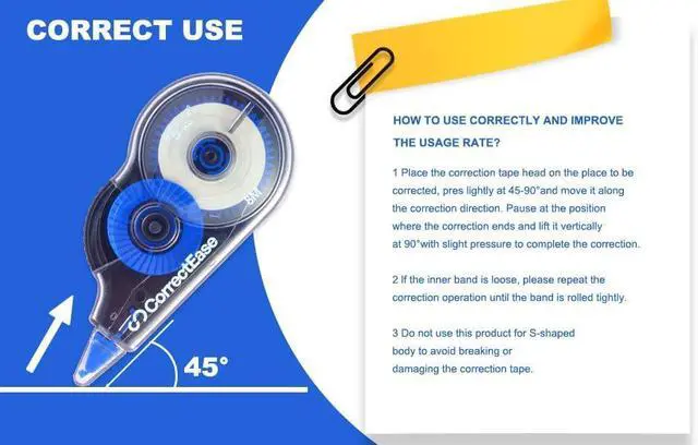 Alt view image 7 of 7 - Correction Tape, Easy To Use, Stable grip, High covering power for Instant Corrections. Correct Wrong Writing At Any Time, For school, Office (14-pack, 8M, 8.5X4 cm Blue)