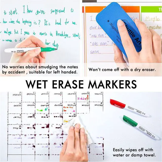 Alt view image 6 of 7 - Shuttle Art Wet Erase Markers, 15 Colors 1mm Fine Tip Smudge-Free Markers, Use on Laminated Calendars,Overhead Projectors,Schedules,Whiteboards,Transparencies,Glass,Wipe with Water