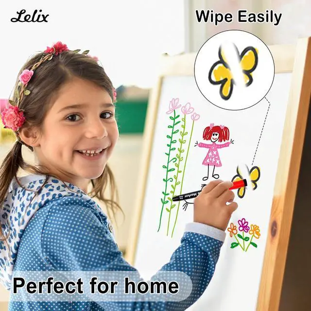 Alt view image 4 of 7 - Lelix 15 Colors Dry Erase Markers, Magnetic Whiteboard Markers Fine Point with Eraser for Back to School, Office, Home Perfect for Writing on White Board, Dry Erase Board, Mirror, Glass