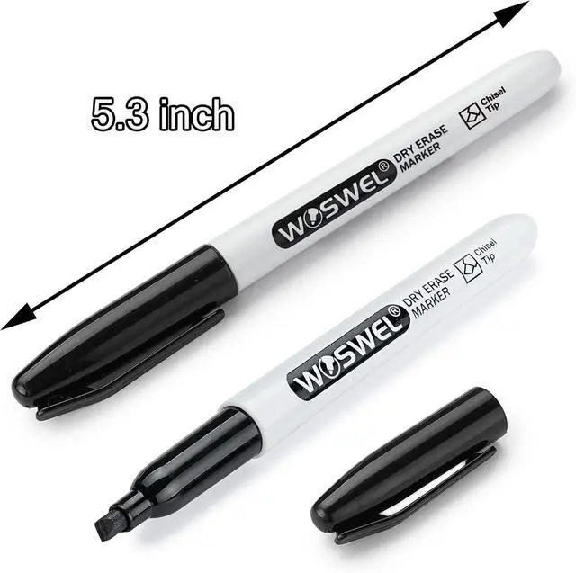 Alt view image 3 of 7 - WOSWEL Dry Erase Markers,24 Pack Black Chisel Tip Whiteboard Markers, Chisel Point Low Odor Dry Erase Marker for School Office and Home