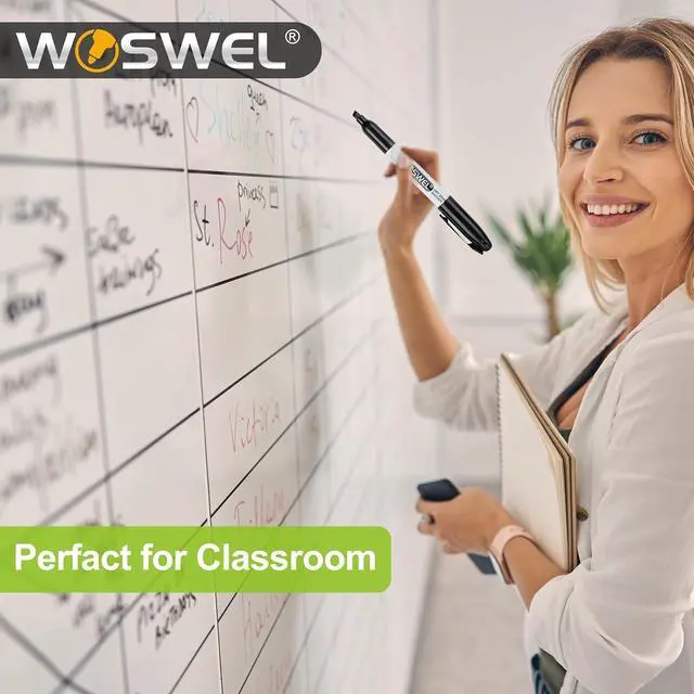 Alt view image 4 of 7 - WOSWEL Dry Erase Markers,24 Pack Black Chisel Tip Whiteboard Markers, Chisel Point Low Odor Dry Erase Marker for School Office and Home