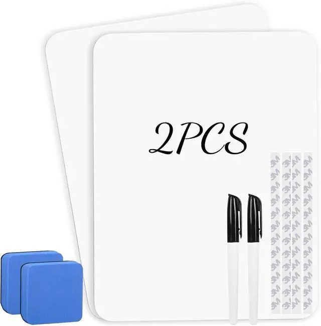 Main image of 2 PCS Mini Whiteboards, 9" x 12" Small Double Sided Dry Erase Board, Portable White Boards for Students, Teachers, School Supplies Lapboards Including 2 Markers, 2 Erasers and 4 Sticky Tapes